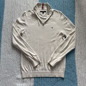 Tommy Hilfiger Men's Cream Half Zip Sweater